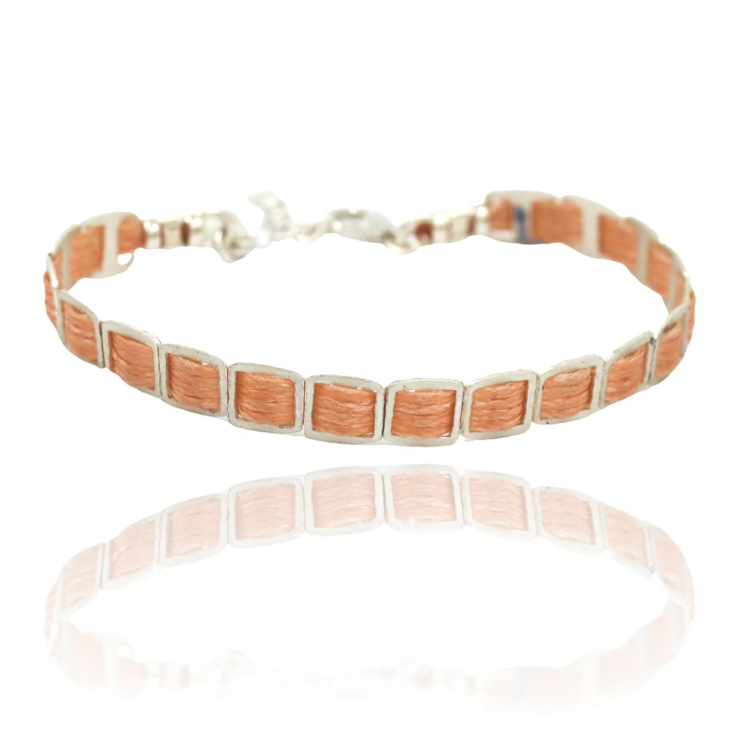 Be creative - Orange Woven Sterling Silver Bracelet