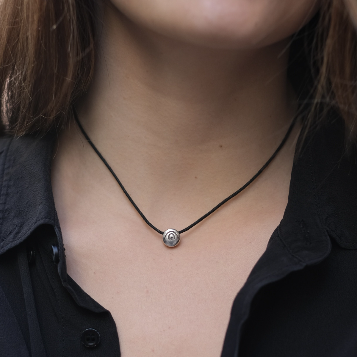 BE CREATIVE - Black Cord with Sterling Silver Pendant