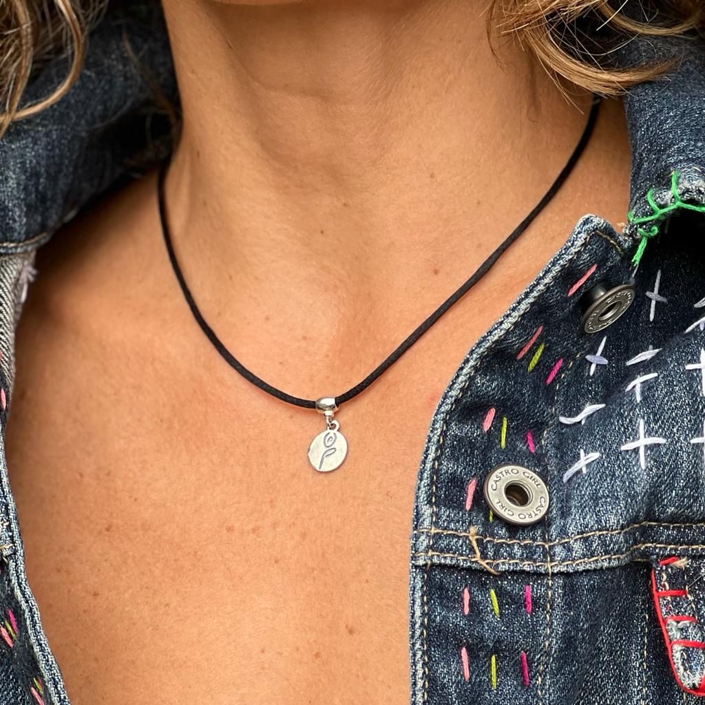Be Strong Black Satin Cord with Sterling Silver Pendant