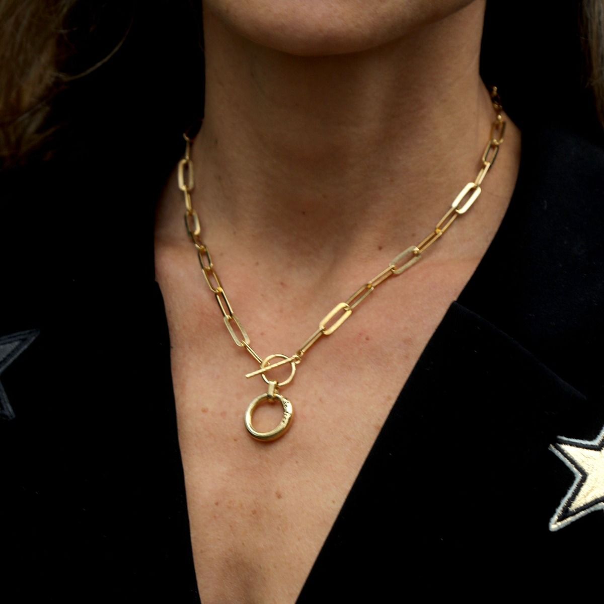 Paperclip Mantra Necklace in18K Gold Plated 