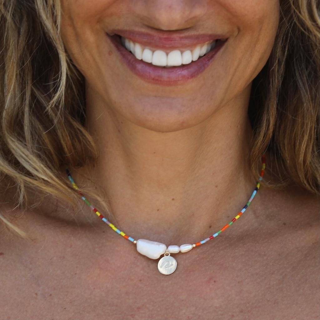 BE PURE - 14K Gold vermeil pendant with baroque pearl necklace