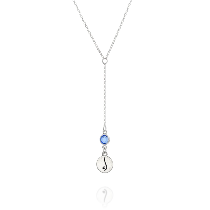 BE FREE - Tail Sterling Silver Necklace with blue Crystal