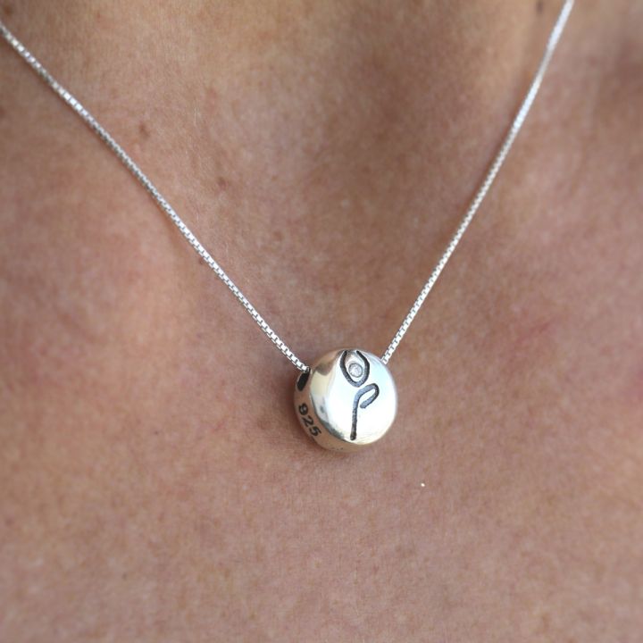 Be Strong Pendant With Diamond Box Chain Necklace [Sterling Silver]