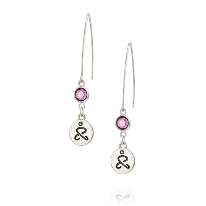 JUST BE - Sterling Silver Earrings with a purple Crystal