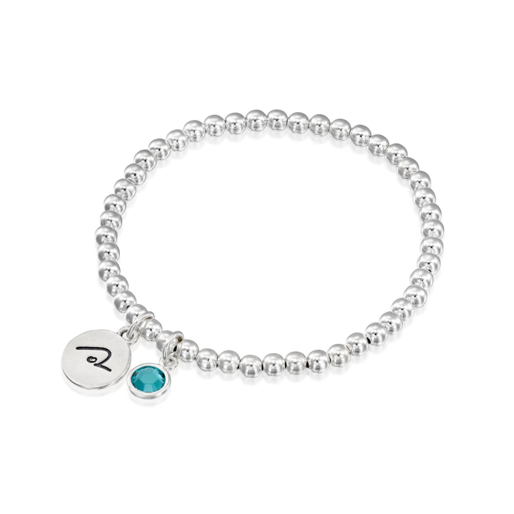 BE PURE  - Sterling Silver Beads Bracelet with light blue Crystal