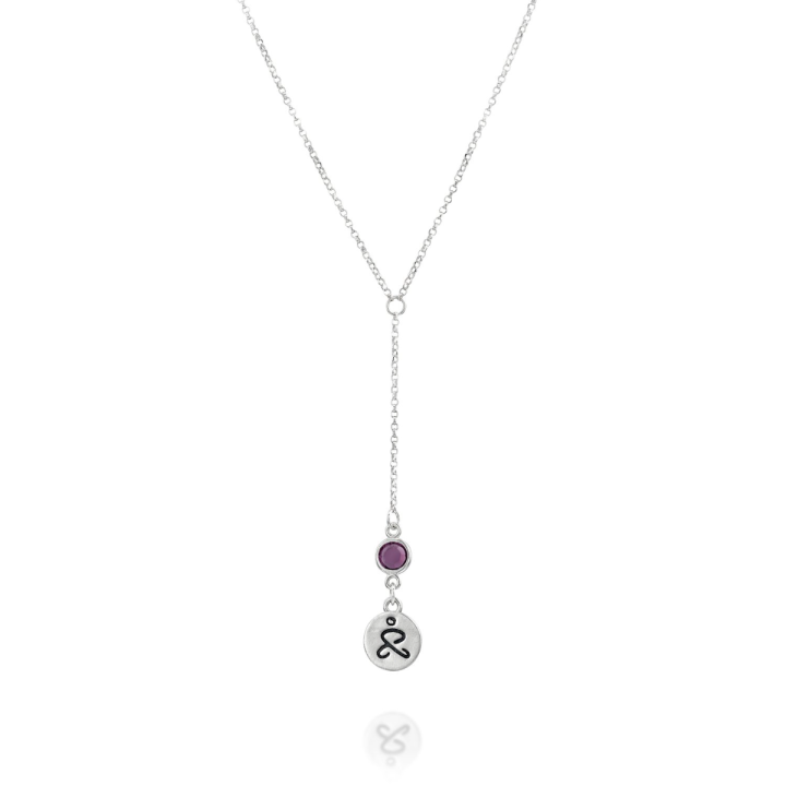 JUST BE - Tail Chain Sterling Silver Necklace purple Crystal