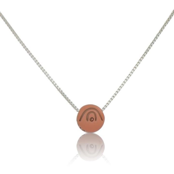 Be Creative - Sterling Silver Box Chain Necklace with orange Pendant