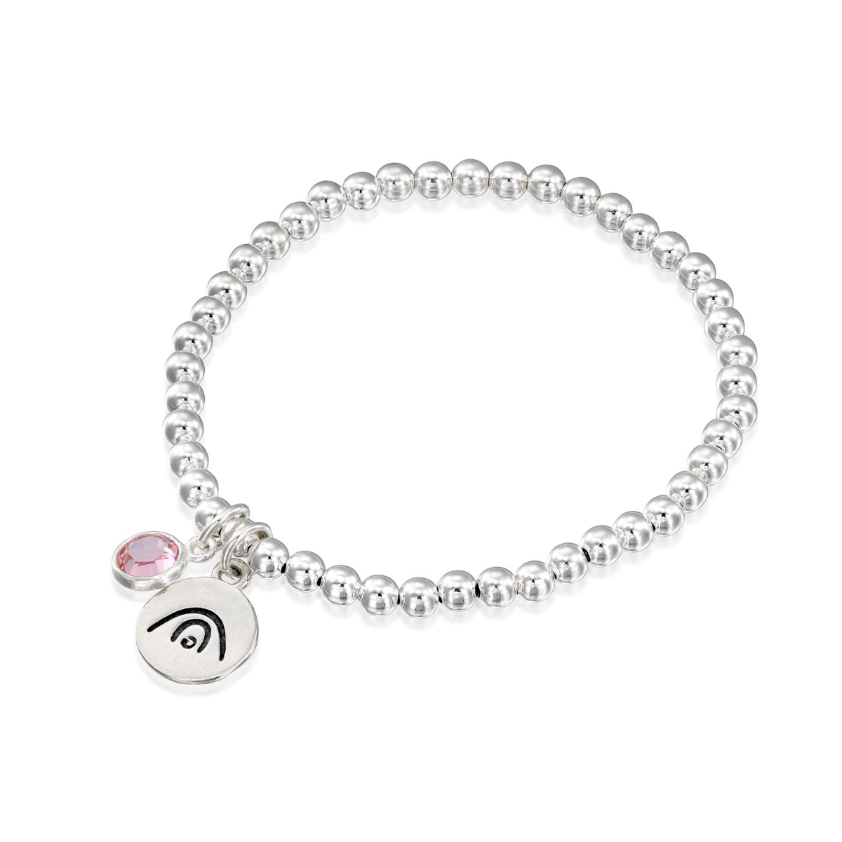 BE CREATIVE -Sterling Silver Beads Bracelet with orange Crystal