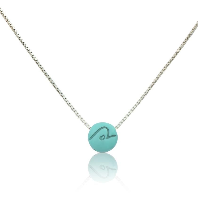 Be Pure - Sterling Silver Box Chain Necklace with light blue Pendant