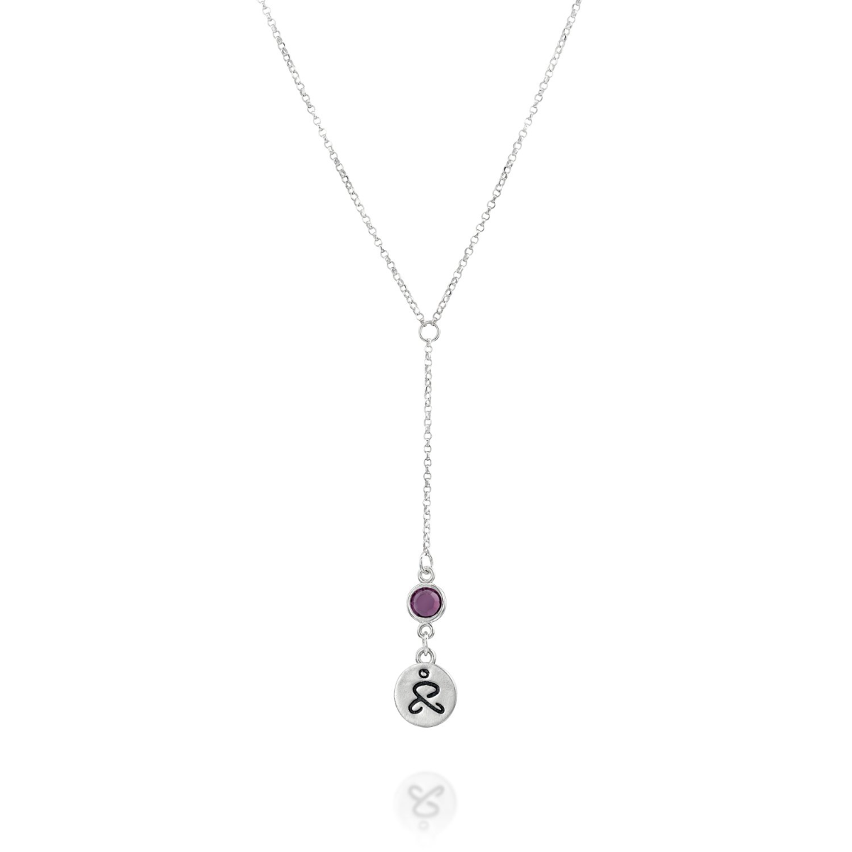 JUST BE - Tail Chain Sterling Silver Necklace purple Crystal