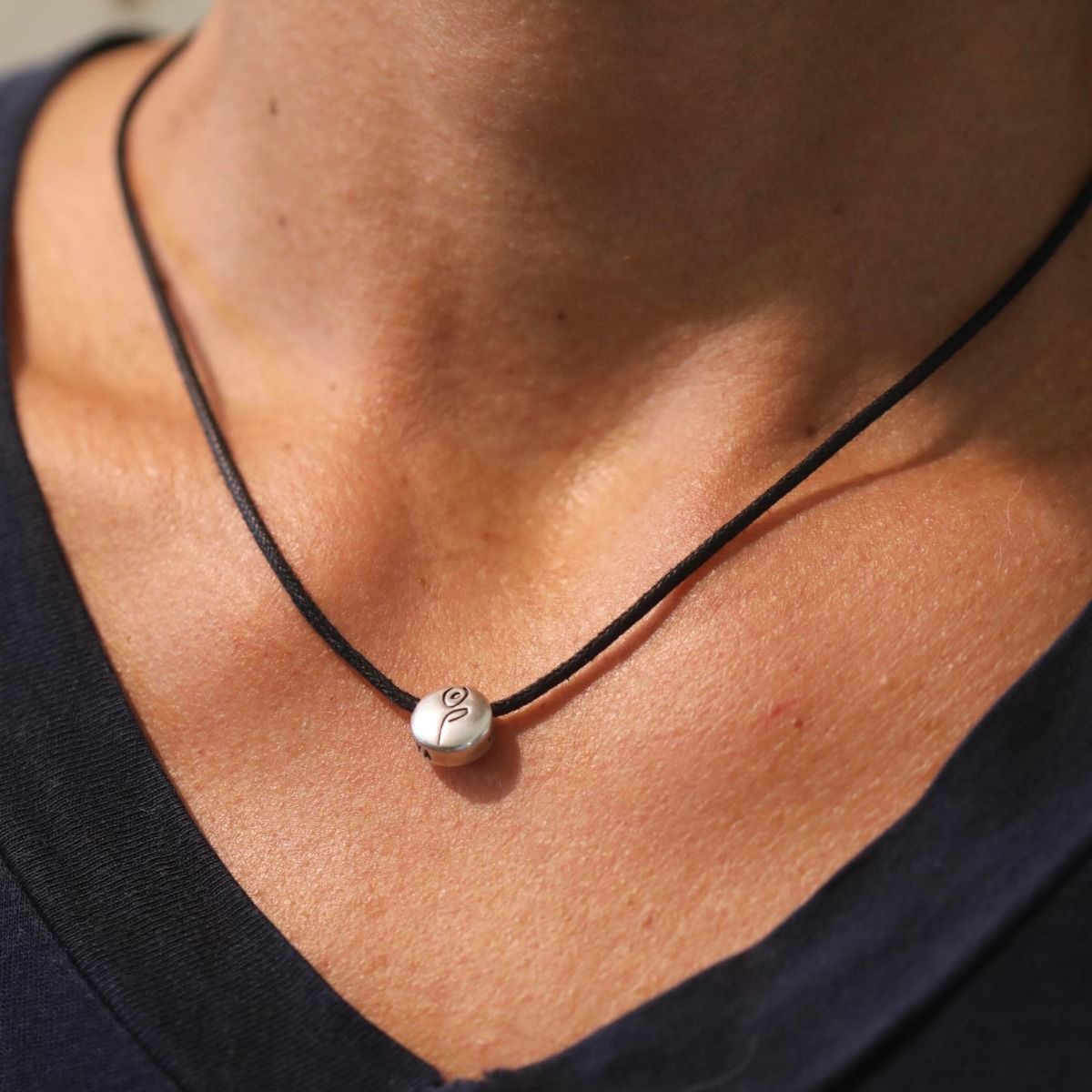 Be Strong Black Cord with Sterling Silver Pendant
