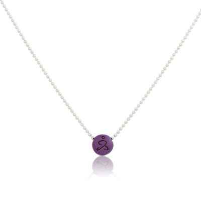 JUST BE - Sterling Silver Ball Chain Necklace with Purple Pendant