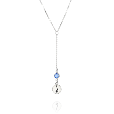 BE FREE - Tail Sterling Silver Necklace with blue Crystal