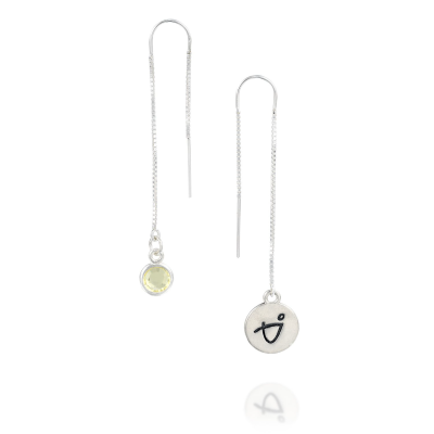 BE BRAVE -  Tails Sterling Silver Earrings with yellow Crystal