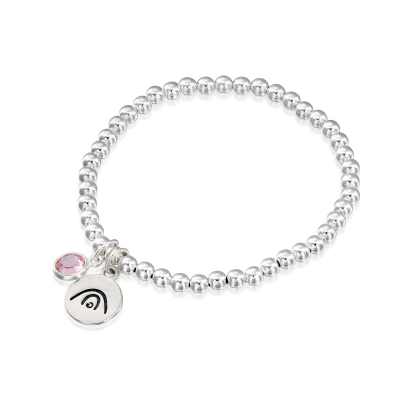 BE CREATIVE -Sterling Silver Beads Bracelet with orange Crystal