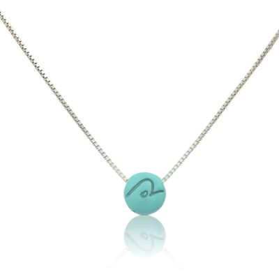 Be Pure - Sterling Silver Box Chain Necklace with light blue Pendant