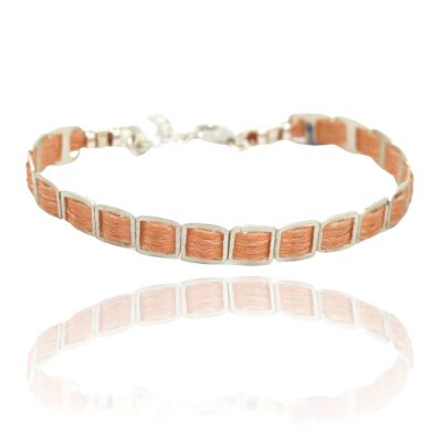 Be creative - Orange Woven Sterling Silver Bracelet