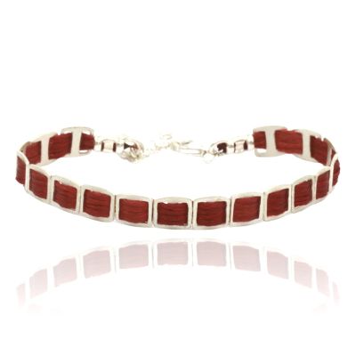 Be Strong - Red Woven Sterling Silver Bracelet