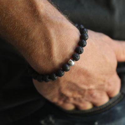 Black Lava Stone Men Bracelet