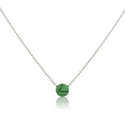 BE LOVE - Sterling Silver Ball Chain Necklace with Green Pendant