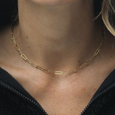 18K Gold Plated Paper Clip Necklace