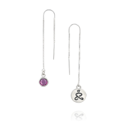 JUST BE - Tail Sterling Silver Earrings with purple Crystal