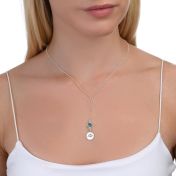 BE PURE - Tail Chain Sterling Silver Necklace with light blue Crystal