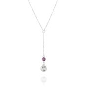 JUST BE - Tail Chain Sterling Silver Necklace purple Crystal