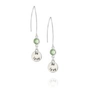 BE LOVE -  Sterling Silver Earrings with green Crystal