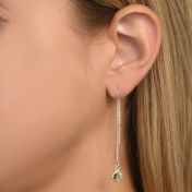 BE LOVE -  Tail Sterling Silver Earrings with green Crystal