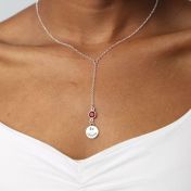 BE STRONG -  Tail Sterling Silver Necklace with red Crystal