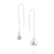 BE LOVE -  Tail Sterling Silver Earrings with green Crystal