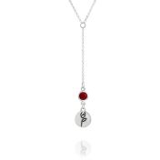 BE STRONG -  Tail Sterling Silver Necklace with red Crystal