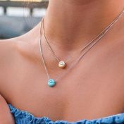Be Pure - Sterling Silver Box Chain Necklace with light blue Pendant