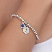 BE FREE - Sterling Silver Beads Bracelet with blue Crystal