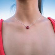 Be Strong - Sterling Silver Box Chain Necklace with Red Pendant