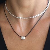 Be Strong with a diamond Black Cord with Sterling Silver Pendant