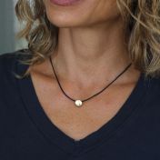 Be Strong 14K Gold Vermeil Pendant with a diamond on Black Cord 