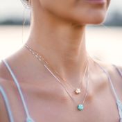 Be Pure - Sterling Silver Box Chain Necklace with light blue Pendant