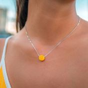 Be Brave - Sterling Silver Box Chain Necklace - Yellow Pendant