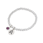 JUST BE - Sterling Silver Beads Bracelet with purple crystal