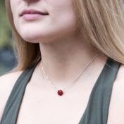 Be Strong - Sterling Silver Box Chain Necklace with Red Pendant