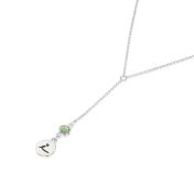 BE LOVE - Tail Chain Sterling Silver Necklace with green Crystal