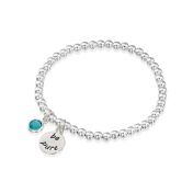 BE PURE  - Sterling Silver Beads Bracelet with light blue Crystal