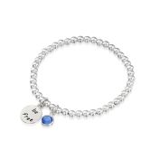 BE FREE - Sterling Silver Beads Bracelet with blue Crystal