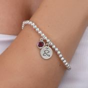 JUST BE - Sterling Silver Beads Bracelet with purple crystal