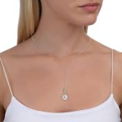 BE LOVE - Tail Chain Sterling Silver Necklace with green Crystal