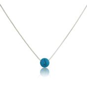 Be Free - Sterling Silver Box Chain Necklace with Blue Pendant