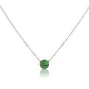 BE LOVE - Sterling Silver Ball Chain Necklace with Green Pendant