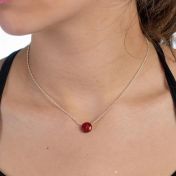 BE STRONG - Sterling Silver Ball Chain Necklace with Red Pendant
